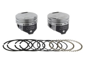 KEITH BLACK PISTONS +.005in. Dome Top Pistons with 9.6:1 Compression Ratio. Fits Big Twin 1984-1999 with Evo Engine. KEITH BLACK PISTONS +.005in. Dome Top Pistons with 9.6:1 Compression Ratio. Fits Big Twin 1984-1999 with Evo Engine.