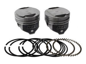 KEITH BLACK PISTONS +.010in. Dome Top Pistons with 9.6:1 Compression Ratio. Fits Big Twin 1984-1999 with Evo Engine. KEITH BLACK PISTONS +.010in. Dome Top Pistons with 9.6:1 Compression Ratio. Fits Big Twin 1984-1999 with Evo Engine.