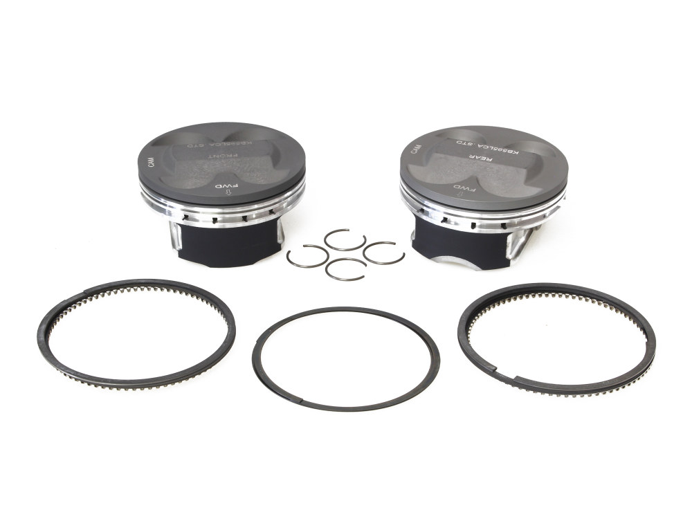 KEITH BLACK PISTONS Std Pistons with 11.8:1 Compression Ratio. Fits Milwaukee-Eight 2017up with Big Bore 107ci to 124ci 4.250in. Cylinders.