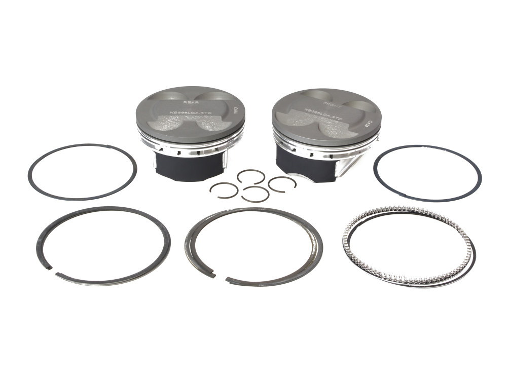 KEITH BLACK PISTONS Std Pistons with 11.7:1 Compression Ratio. Fits Milwaukee-Eight 2017up with Big Bore 114 or 117ci to 128ci 4.250in. Cylinders.