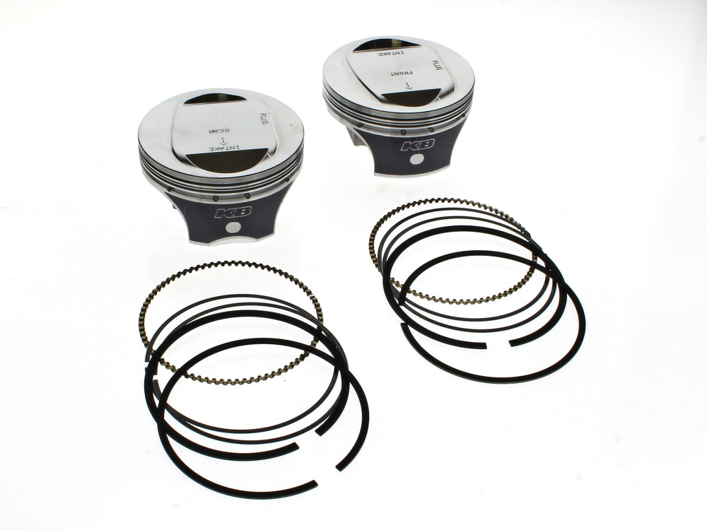 KEITH BLACK PISTONS Std Dome Top Pistons with 10.0:1 Compression Ratio. Fits CVO Twin Cam 2007-2017 with 110ci Engine & ‘S’ Models with 110ci Engines.