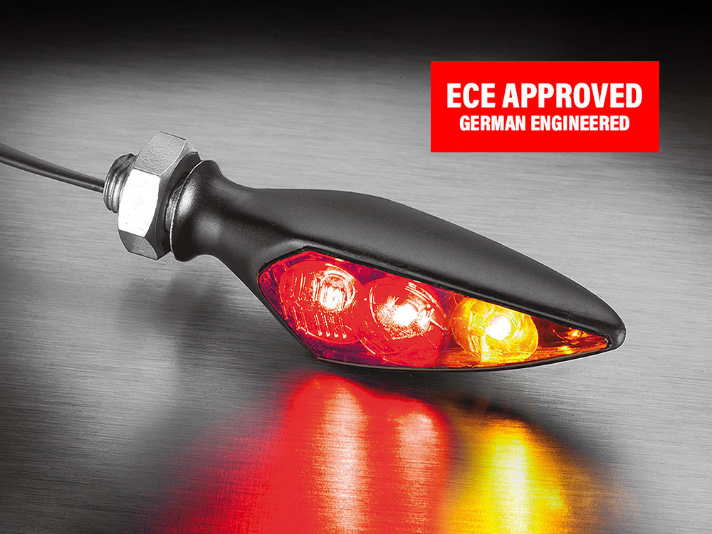 kellermann Rhombus S DF LED Right Hand Rear Turn Signal – Amber Turn – Red Run/Brake – Black.