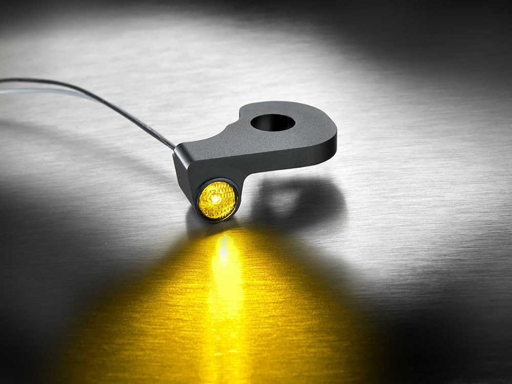 kellermann Dash A Under Perch Turn Signal Right – Black.  Fits Softail 2015-2024 & Touring 2009-2023 Models with Cable Clutch