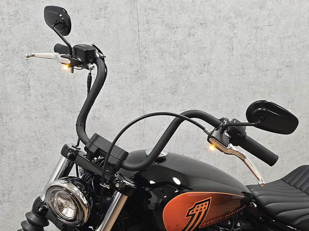 kellermann Dash A Under Perch Turn Signal Left – Black.  Fits Softail 2015-2024 & Touring 2009-2023 Models with Cable Clutch