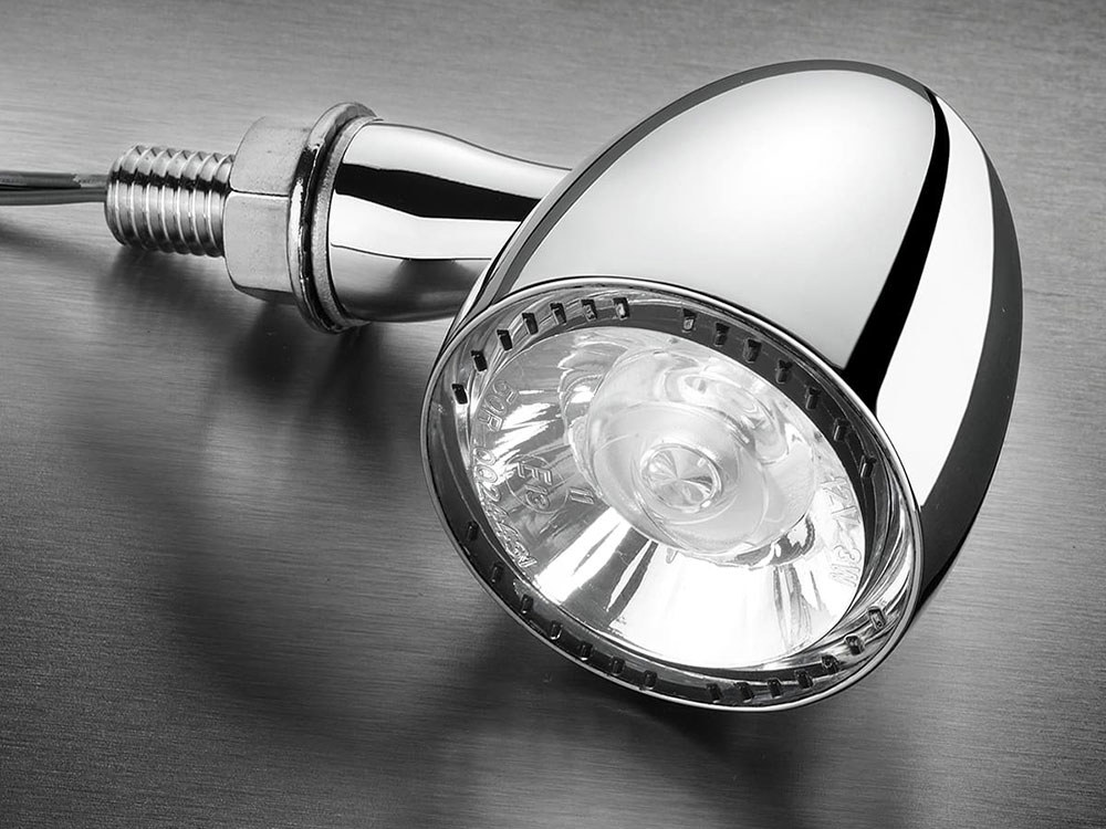 kellermann Bullet 1000 PL LED Turn Signal – Amber Turn – White Running Light – Chrome.