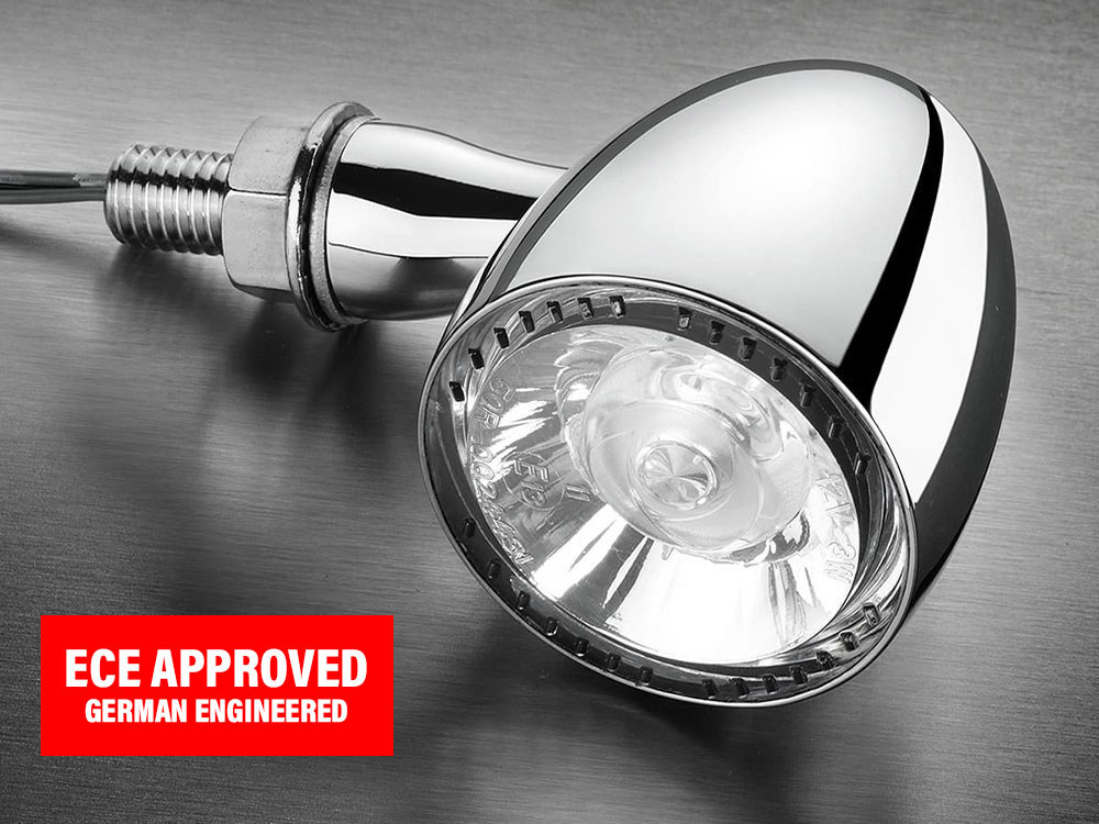 kellermann Bullet 1000 PL LED Turn Signal – Amber Turn – White Running Light – Chrome.