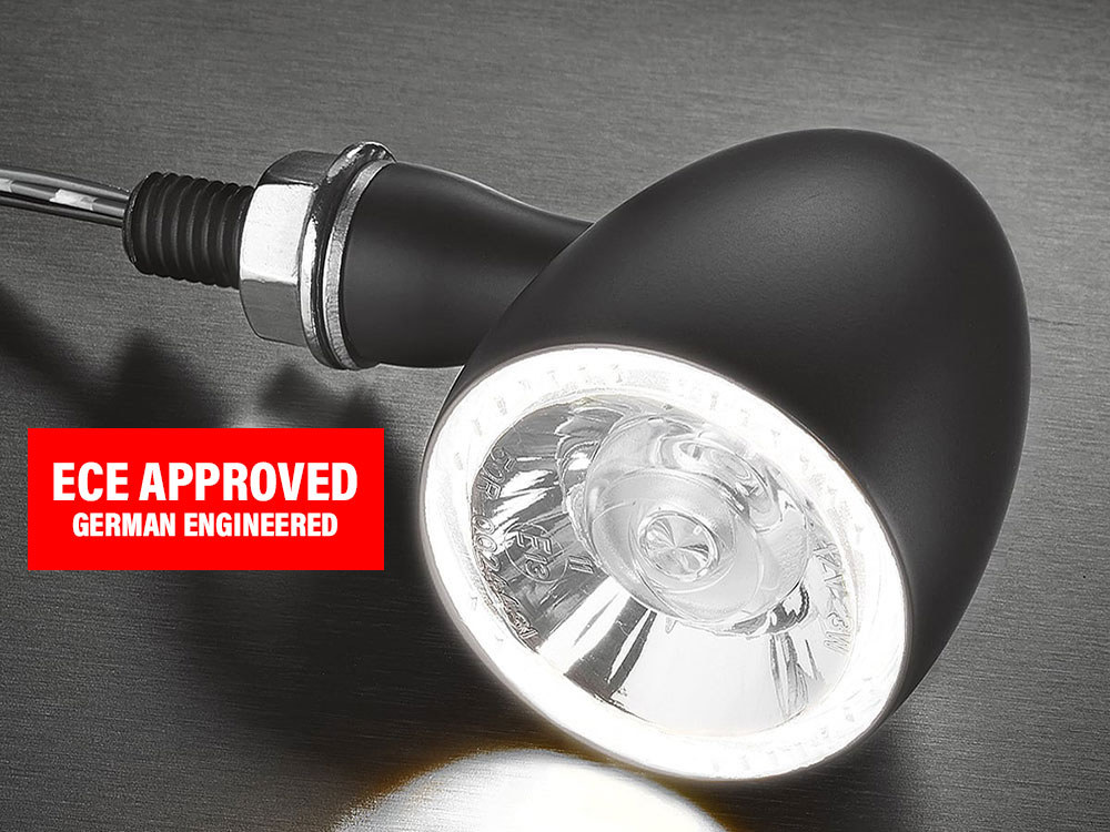 kellermann Bullet 1000 PL LED Turn Signal – Amber Turn – White Running Light – Black.