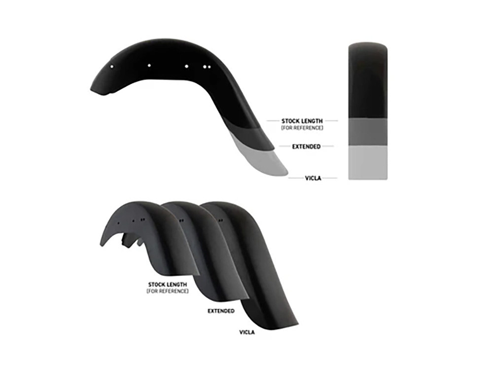 KLOCK WERKS 9in. Stretched Smooth Benchmark Rear Fender. Fits FL Softail 1986-2017 & FX Softail 2000-2005.