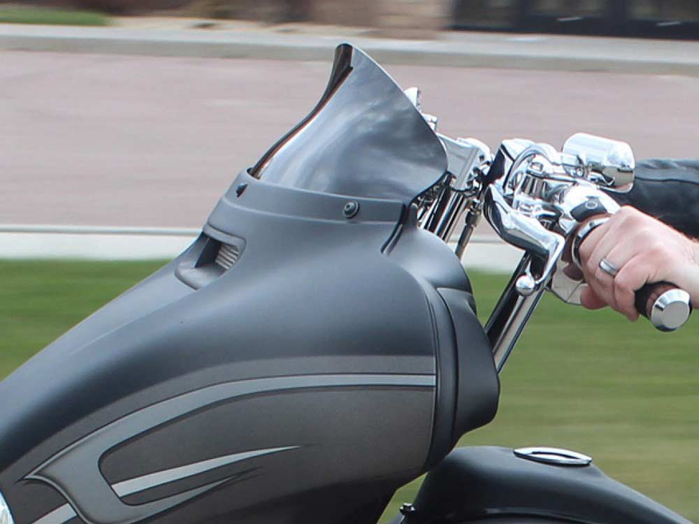 KLOCK WERKS 5in. Flare Windshield – Black Tinted. Fits Electra Glide, Tri Glide & Street Glide 2014-2023