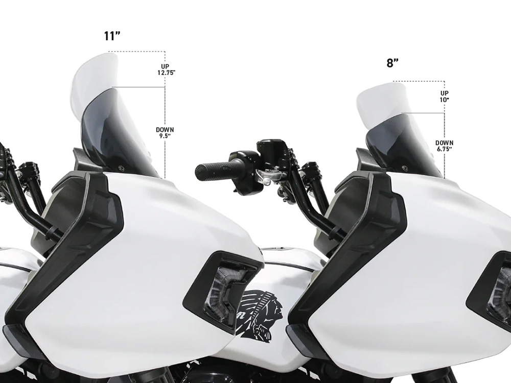 KLOCK WERKS 8in. Flare Windshield – Dark Smoke. Fits Indian Challenger 2020up & Pursuit 2022up