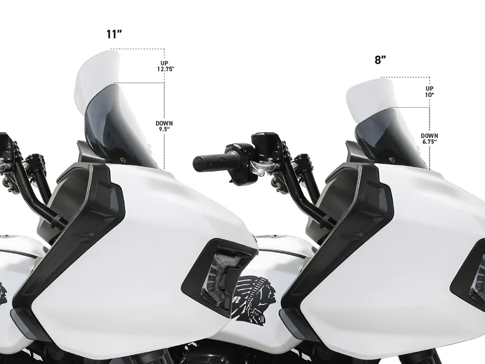 KLOCK WERKS 11in. Flare Windshield – Dark Smoke. Fits Indian Challenger 2020up & Pursuit 2022up