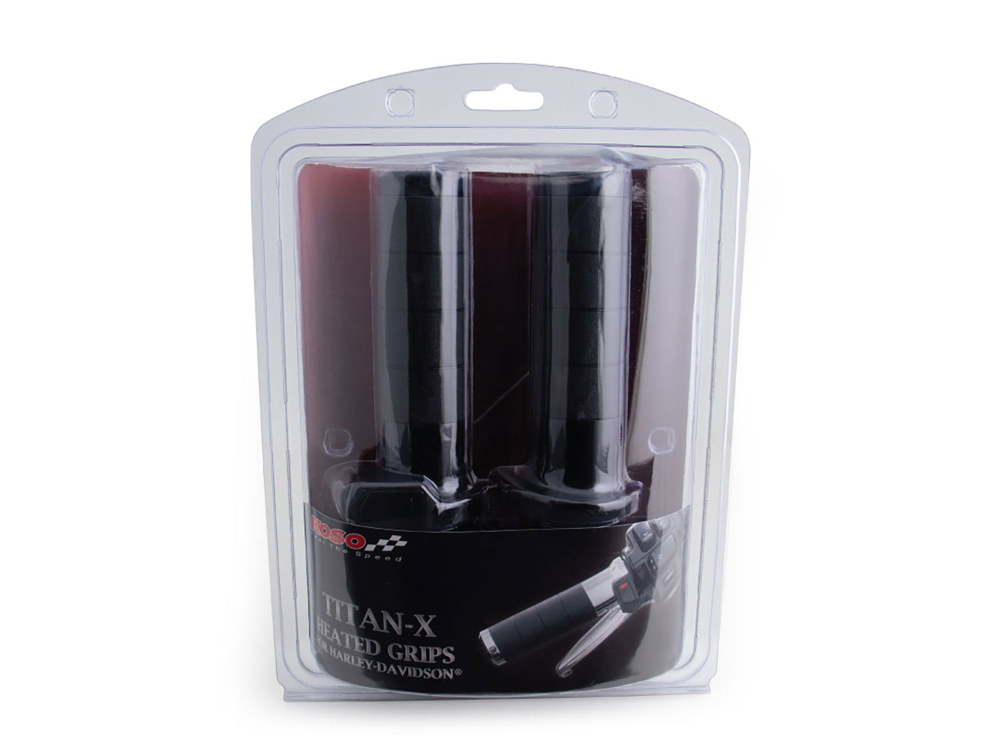 Koso Heated Titan-X Handgrips – Black. Fits Big Twin 2008-2024 with Throttle-by-Wire