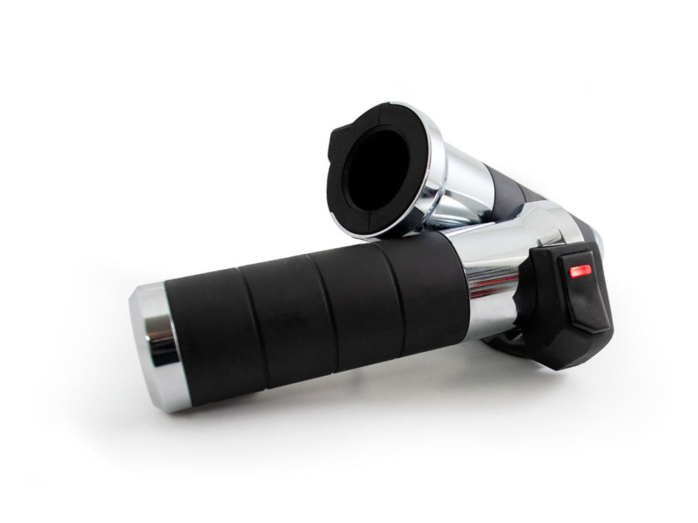 Koso Heated Titan-X Handgrips – Chrome. Fits Big Twin 2008-2024 with Throttle-by-Wire