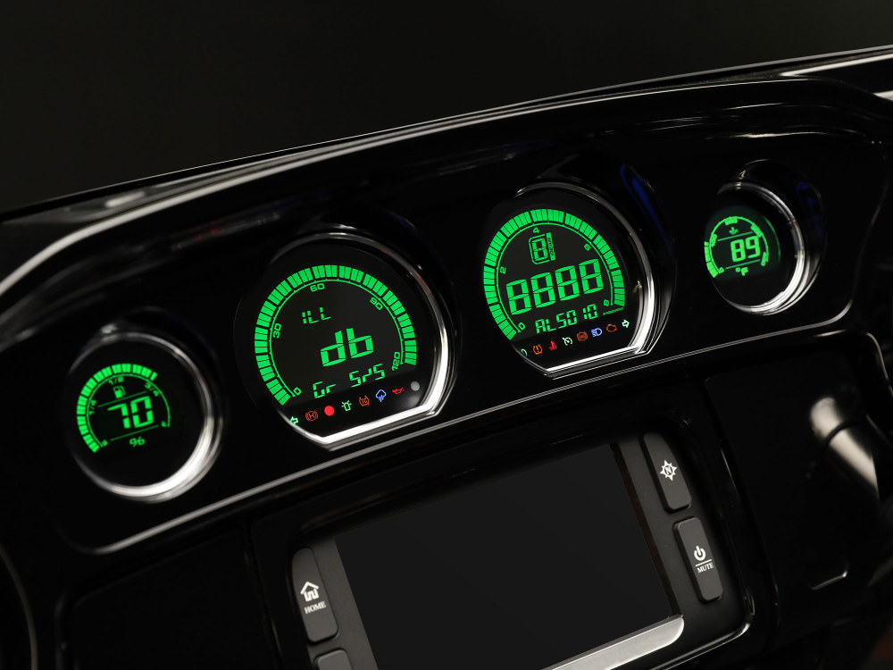 Koso Speedometer & Tachometer – 4 Gauge Kit – Blue/Red. Fits Touring 2014-2023 with Fairing.