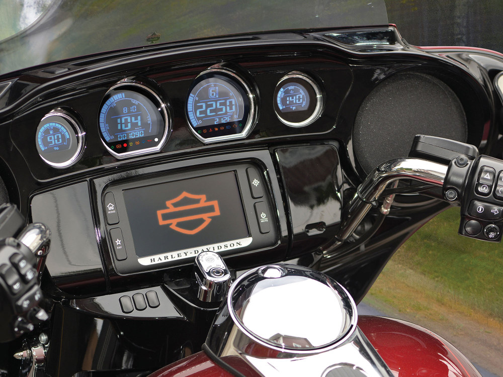 Koso Speedometer & Tachometer – 4 Gauge Kit – Blue/Red. Fits Touring 2014-2023 with Fairing.