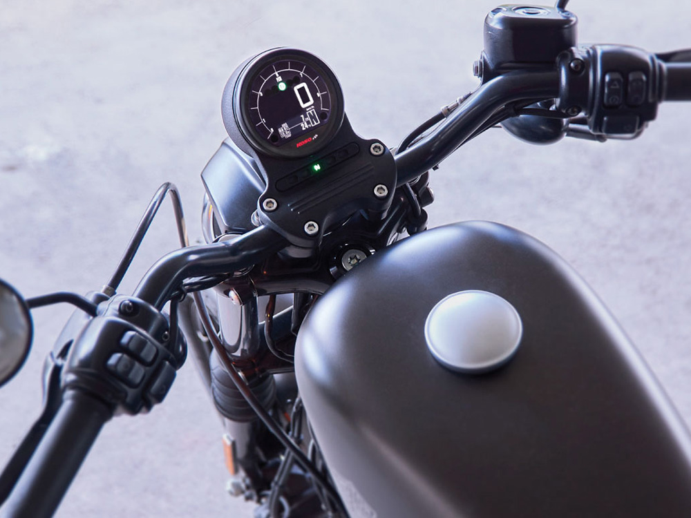 Koso 3-3/8in. Round Speedometer with Tachometer – Black. Fits Dyna 2004-2011, Sportster 2004-2013 & Rocker 2008-2010