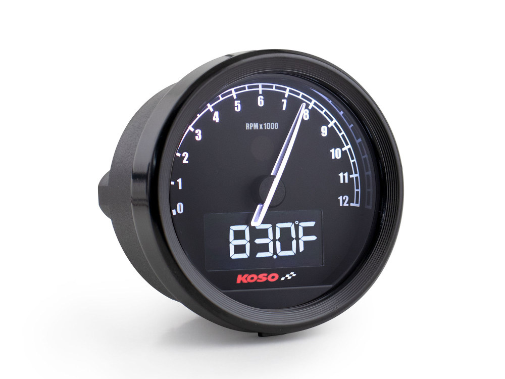 Koso 2-11/16in. Digital Tachometer – Black.