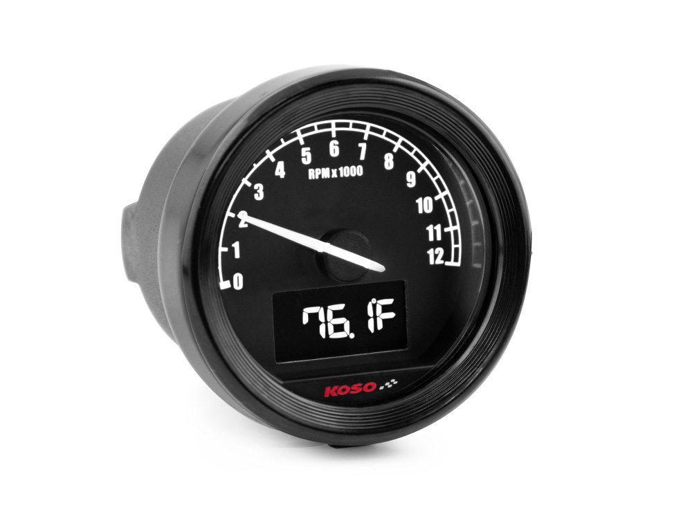 Koso 2-3/16in. Digital Tachometer – Black.