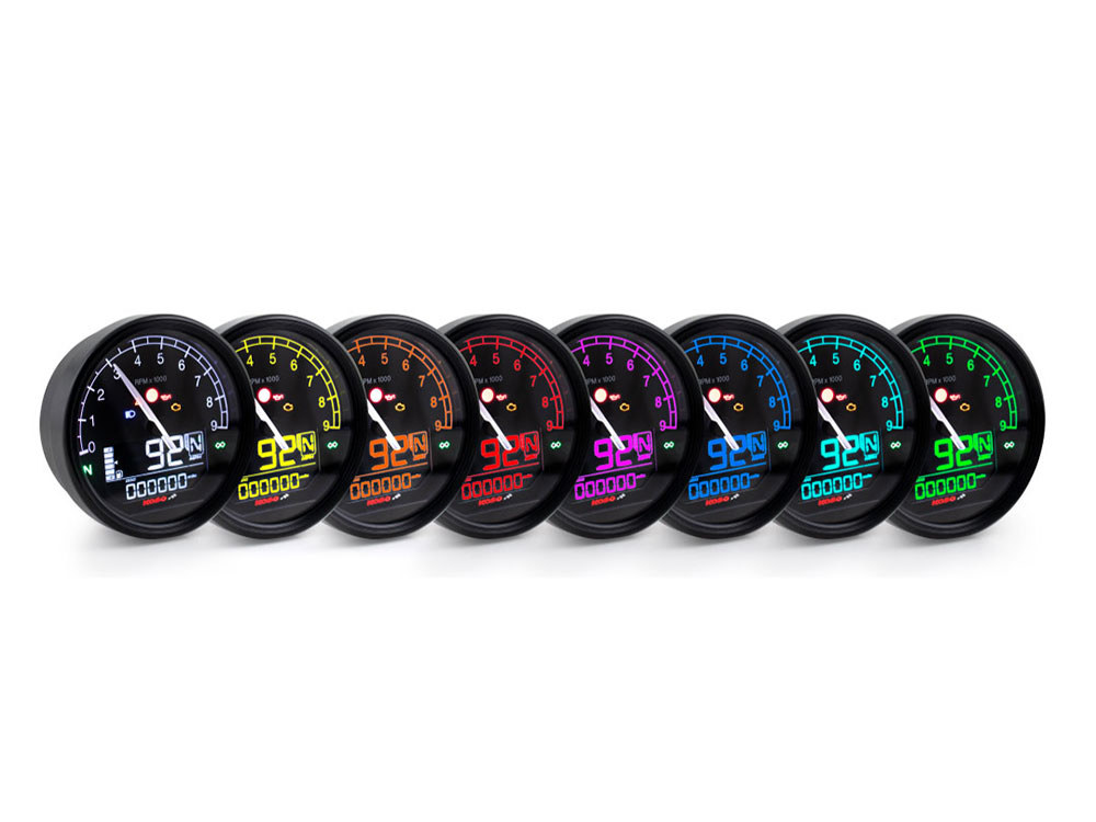 Koso 3-7/16in. Digital Speedometer with Tachometer – Black.