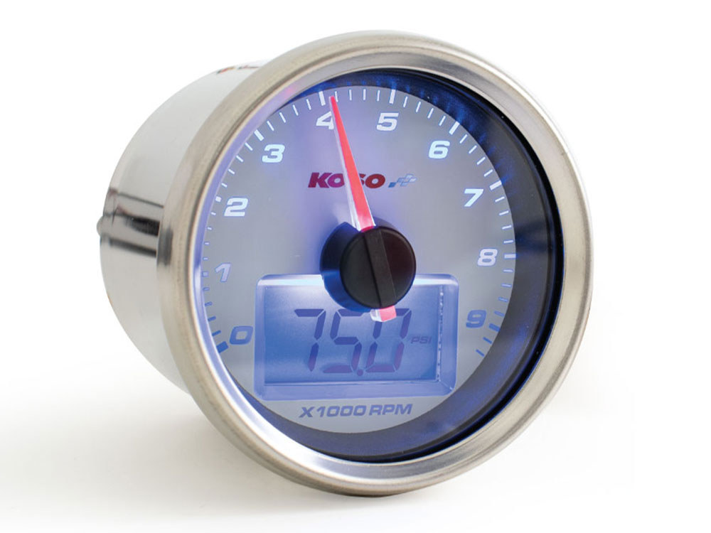 Koso 2-3/8in. Digital Tachometer – Silver.