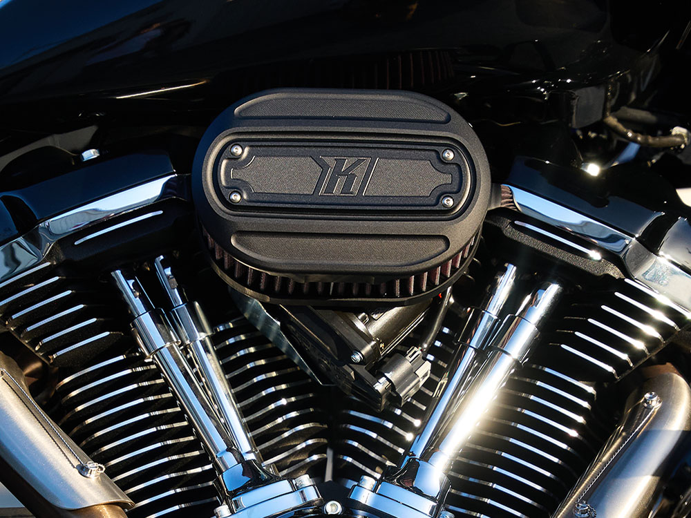 Kodlin Oval Air Cleaner Kit – Black. Fits CVO Touring 2023up, Street Glide & Road Glide 2024up, Touring 2025up & Softail 2025up