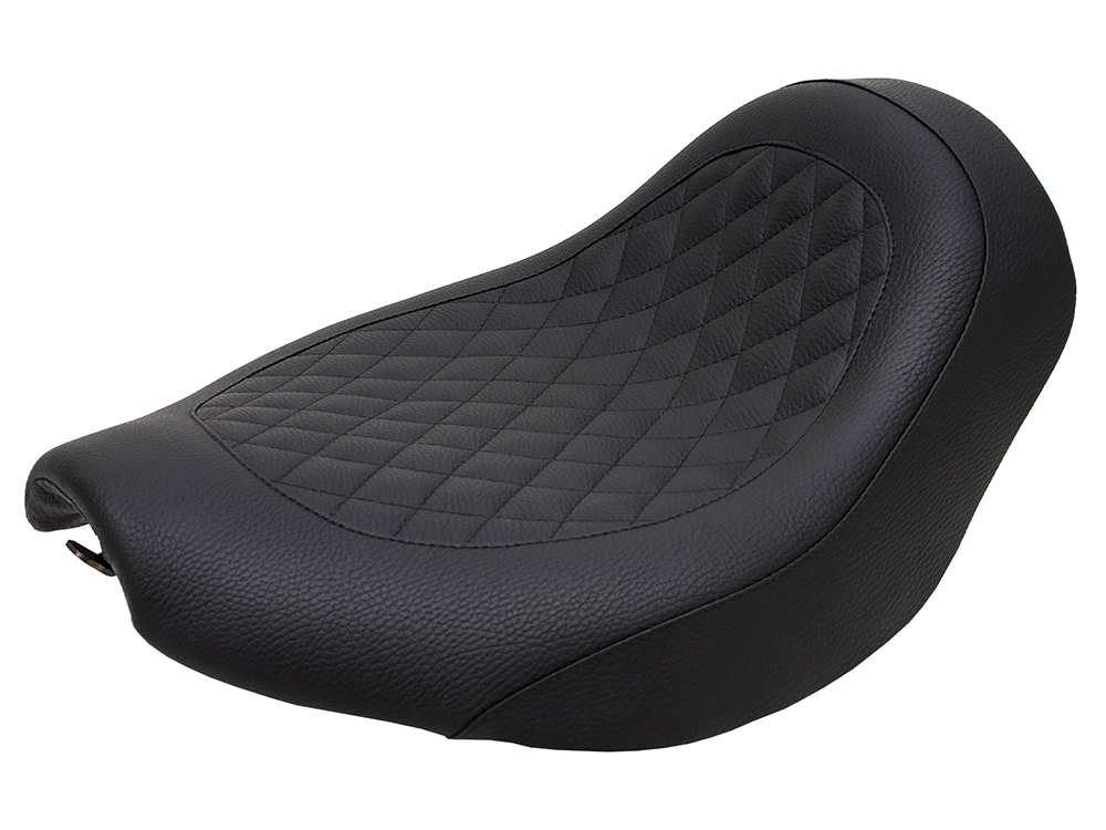 Kodlin Fred Kodlin Diamond Stitch Solo Seat – Black. Fits Softail Breakout & Fatboy with Kodlin Fuel Tank & Rear Fender.