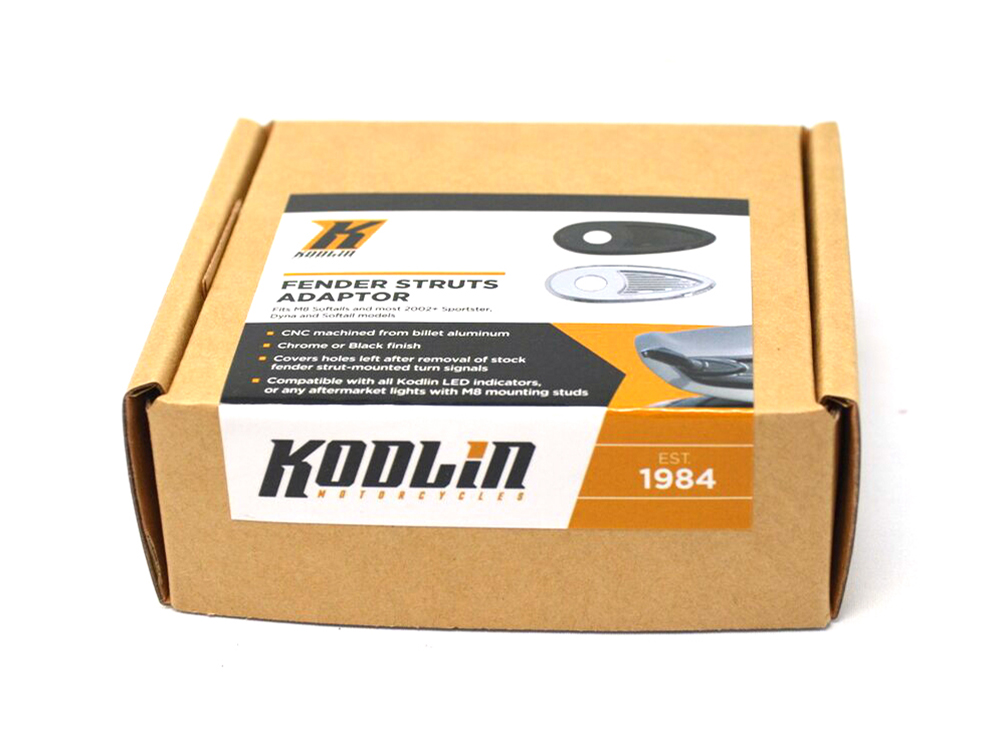 Kodlin Turn Signal Block Off Strut Plates – Chrome. Fits Most Big Twin 2002up & Sportster 2002-2021