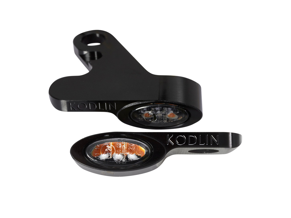Kodlin Elypse Under Perch DRL Turn Signals – Black. Fits Softail 2015-2024 & Touring 2009-2023 Models with Cable Clutch.