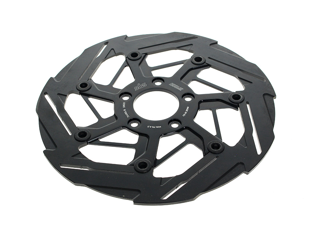 Kodlin 11.8in. Front 7-Spoke Disc Rotor – Black Band & Black Carrier. Fits Dyna 2006-2017, Softail 2015up, Sportster 2014-2021 & Some Touring 2008up.