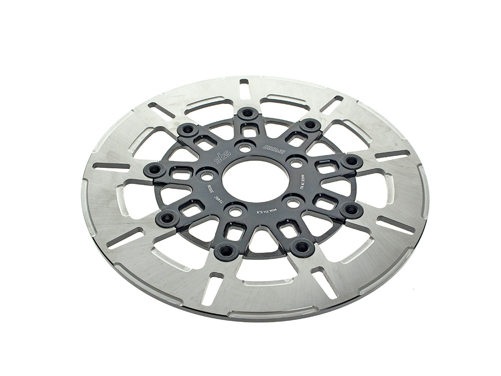 Kodlin 11.5in. Rear 9-Spoke Disc Rotor – Polished Band & Black Carrier. Fits Big Twin 2000up & Sportster 2000-2010.