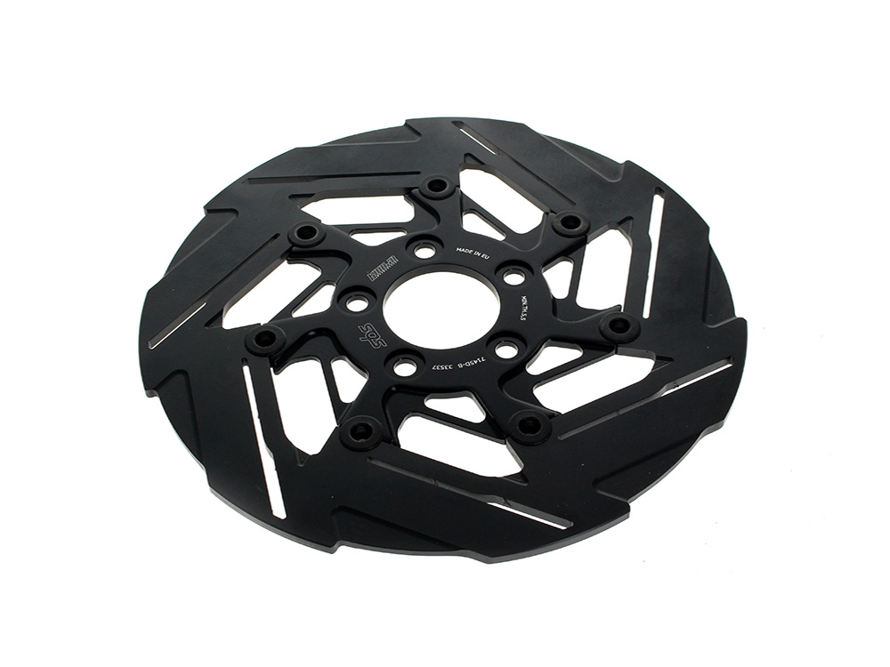 Kodlin 11.5in. Rear 7-Spoke Disc Rotor – Black Band & Black Carrier. Fits Big Twin 2000up & Sportster 2000-2010.