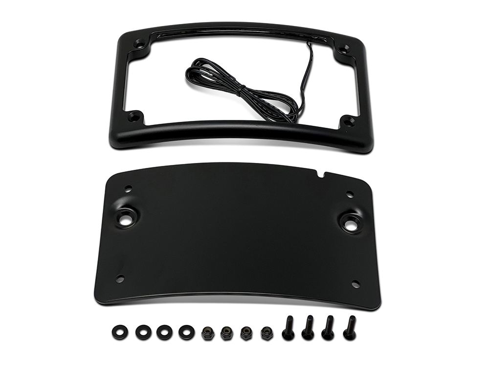 N/Plate Frame; Curved Blk LED