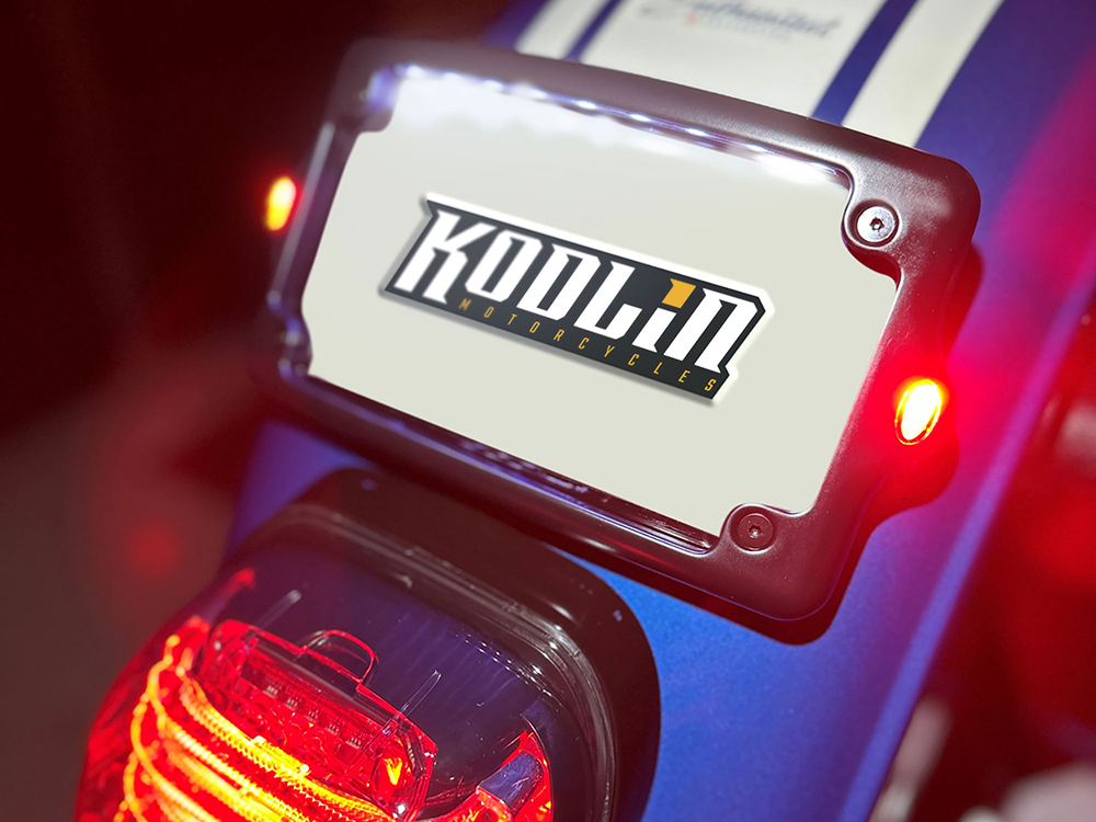 Kodlin Curved Number Plate Frame with Elypse Run/Turn/Brake Lights – Black.