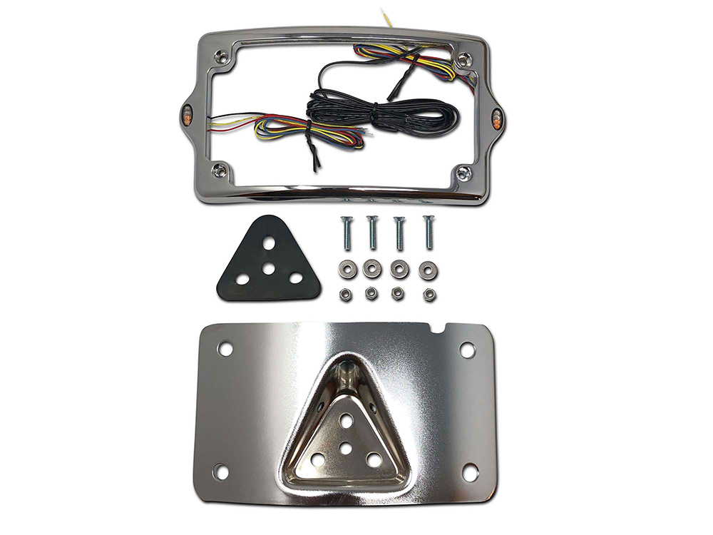 Kodlin Curved Number Plate Frame with Elypse Run/Turn/Brake Lights – Chrome.