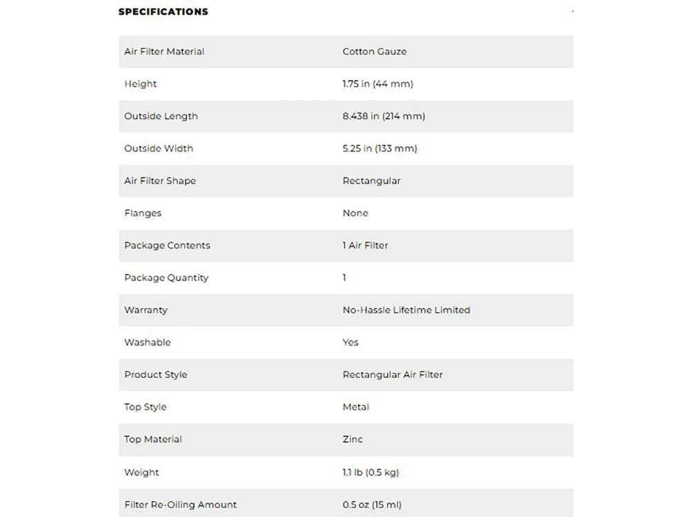 K&N FILTERS High-Flow Air Filter Element. Fits Sportster 1988-1994 with CV Carburettor