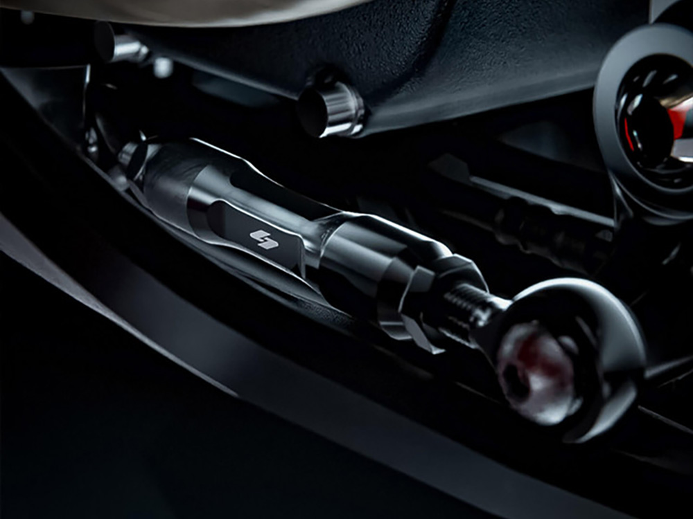 Kraus Moto Adjustable Brake Linkage – Black. Fits Softail 2018up with Mid Controls