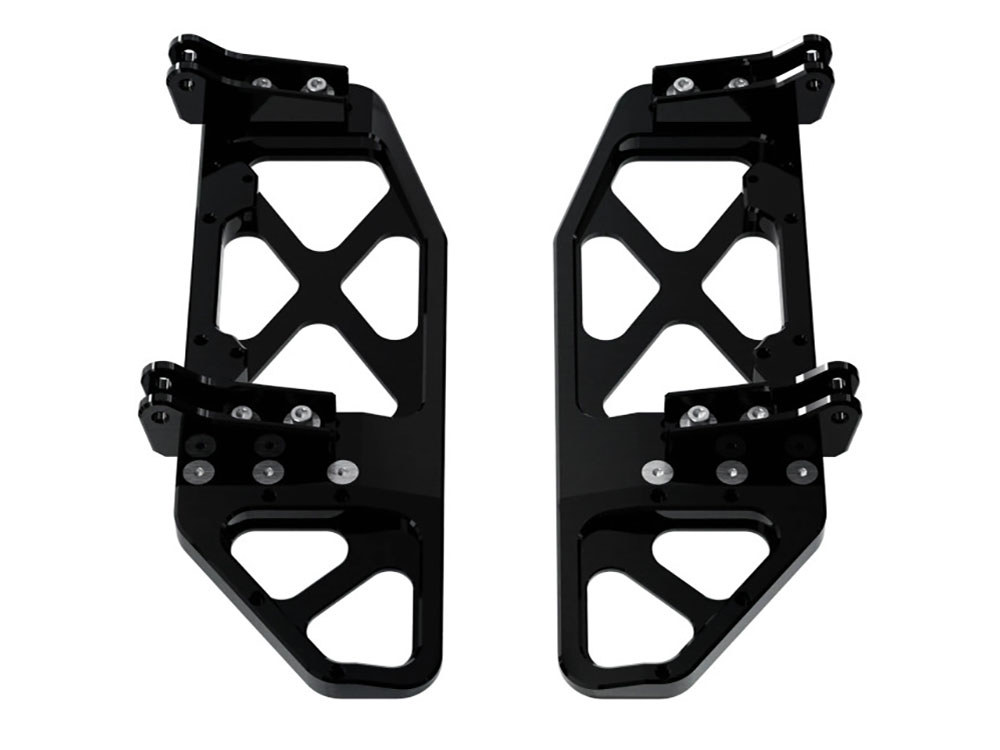 Kraus Moto Max Lean Front Floorboards – Black. Fits Touring 1980up, FL Softail 1986-2017 & Dyna Switchback 2012-2016