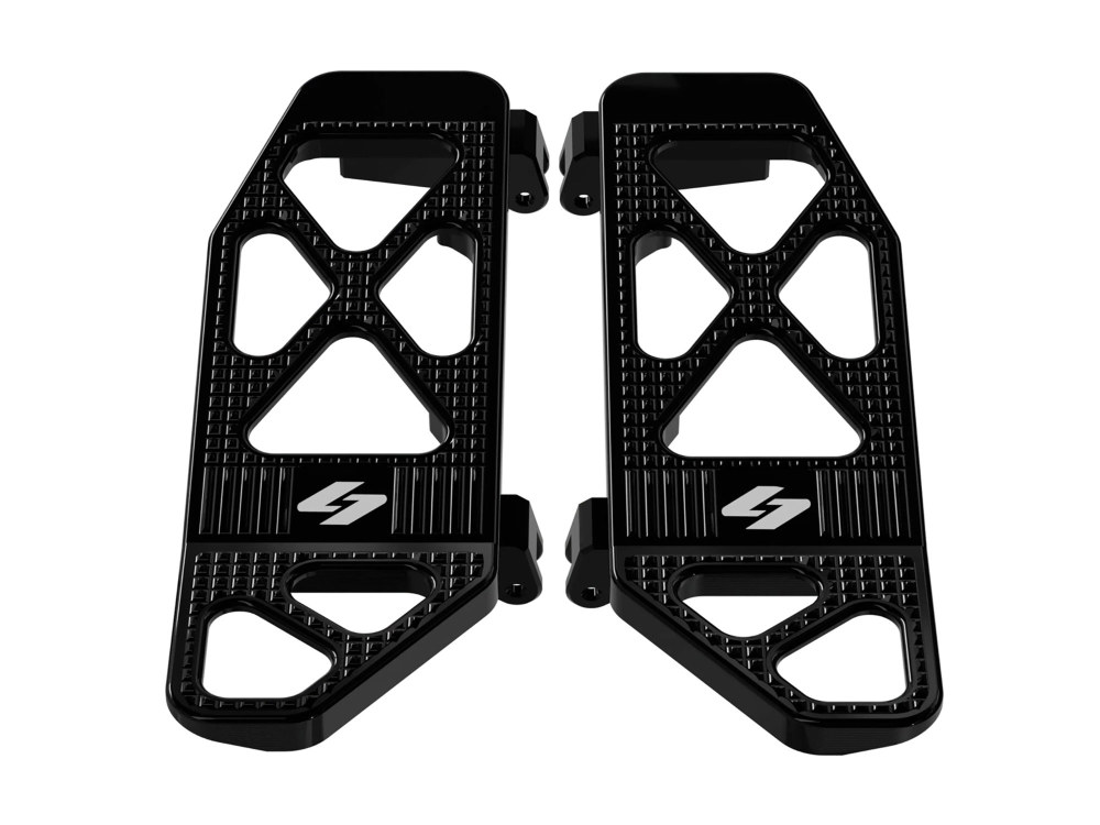 Kraus Moto Max Lean Front Floorboards – Black. Fits Touring 1980up, FL Softail 1986-2017 & Dyna Switchback 2012-2016