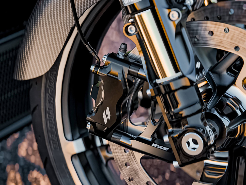Kraus Moto Right Hand Front RT3 Series Radial 4 Piston Caliper – Black