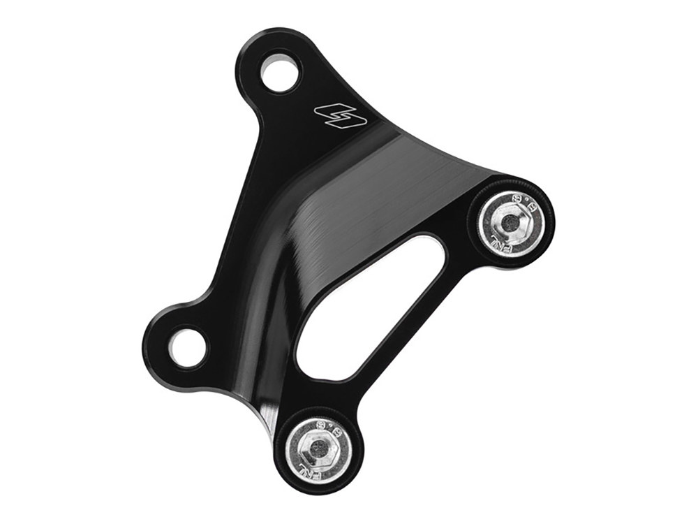 Kraus Moto Left and Right Oversize Front Caliper Mounts – Black. Fits Softail 2015up and Touring 2008up.