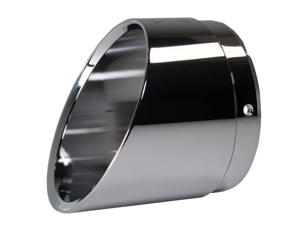 Khrome Werks Edge Slash Cut Billet End Cap – Chrome. Fits Khrome Werks 4.5in. Exhausts & Mufflers
