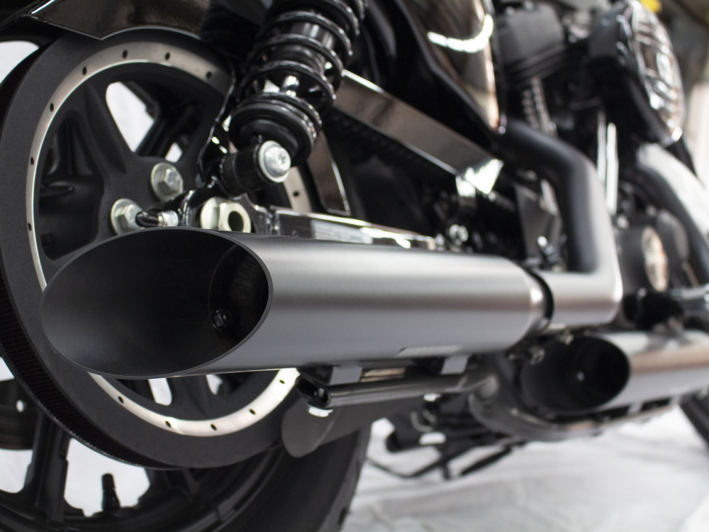 Khrome Werks 3in. HP-Plus Slash Cut Slip-On Mufflers – Black. Fits Sportster 2014-2021