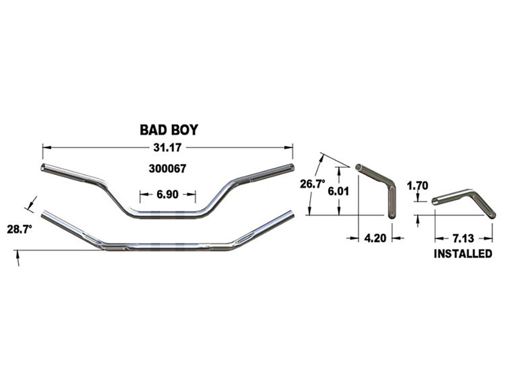 H/Bar; Bad Boy Style Dimpled Chr