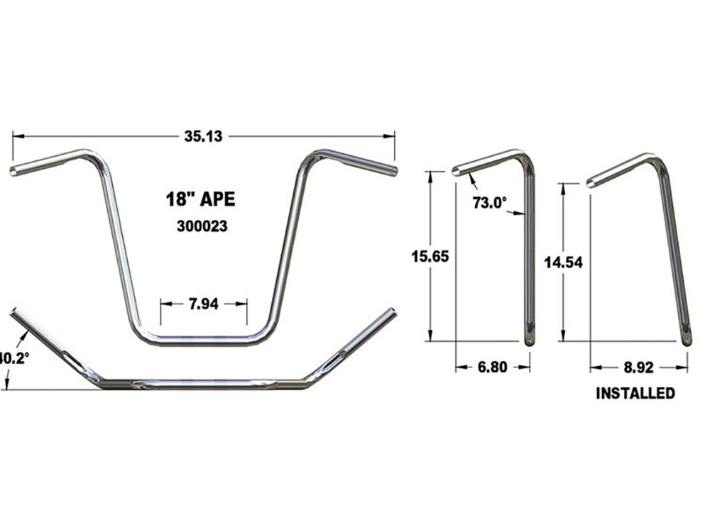 Khrome Werks 18in. x 1in. Ape Hanger Handlebar – Chrome.