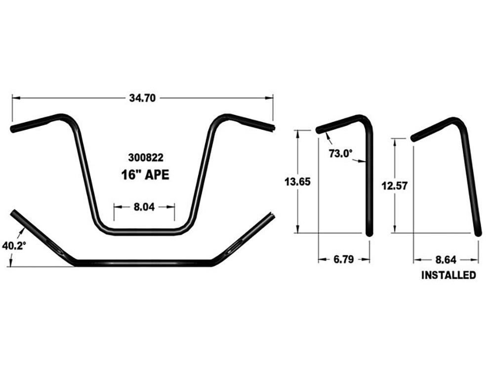 Khrome Werks 16in. x 1in. Ape Hanger Handlebar – Black.
