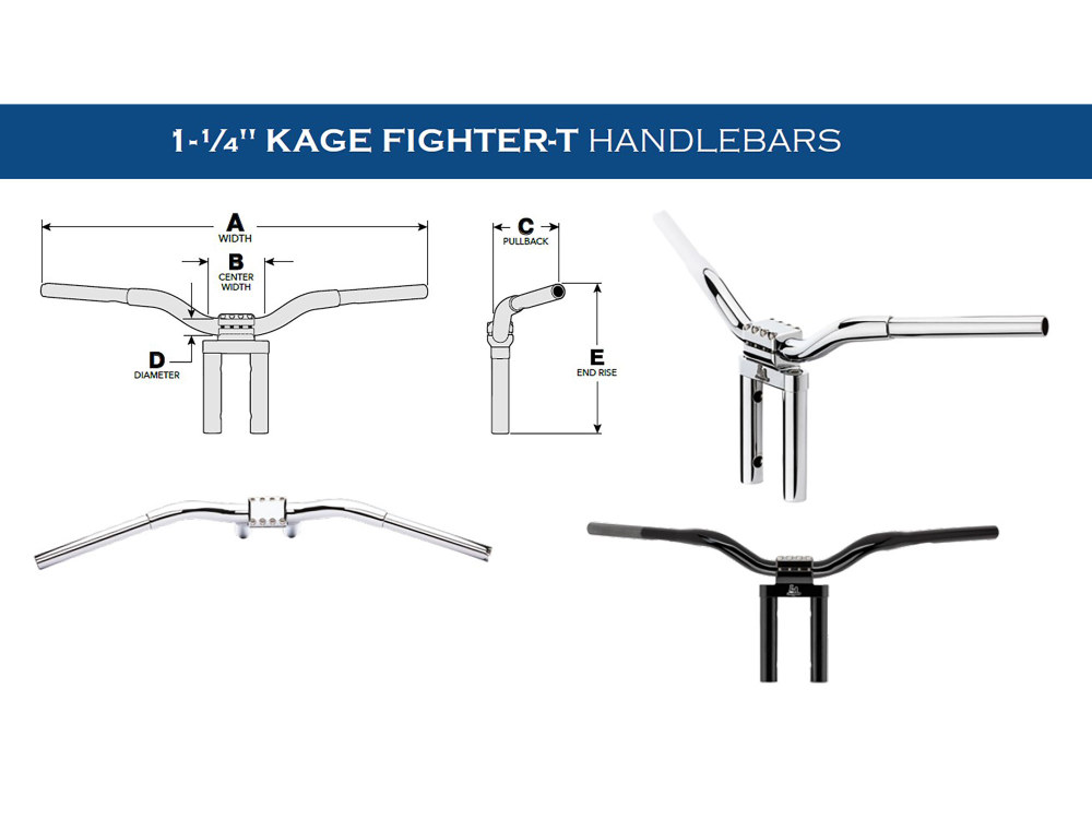 LA Choppers 12in. x 1-1/4in. Straight Kage Fighter Handlebar – Chrome.