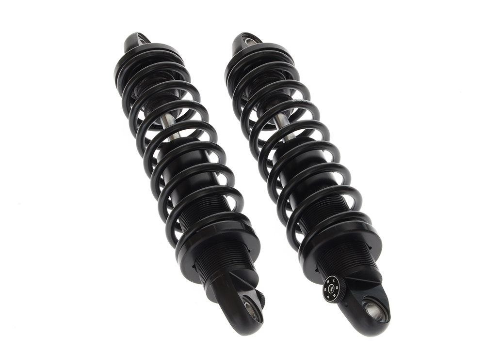 LEGEND SUSPENSION REVO-A Series, 13in. Adjustable Rear Shock Absorbers – Black. Fits Dyna 1991-2017.