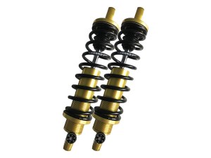LEGEND SUSPENSION REVO-A Series, 12in. Adjustable Rear Shock Absorbers – Gold. Fits Dyna 1991-2017. LEGEND SUSPENSION REVO-A Series, 12in. Adjustable Rear Shock Absorbers – Gold. Fits Dyna 1991-2017.