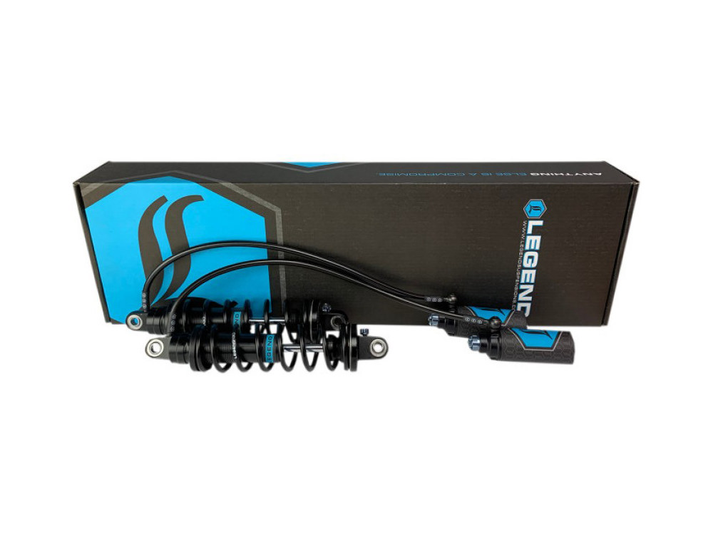 LEGEND SUSPENSION Revo ARC Remote Reservoir Suspension. 13in. Adjustable, Heavy Duty Spring Rate, Rear Shock Absorbers – Black. Fits Touring 2014up.Note: 14? Revo-ARC is not compatible with 2023/2024 CVO Road Glide, CVO Road Glide ST, and CVO Street Glide