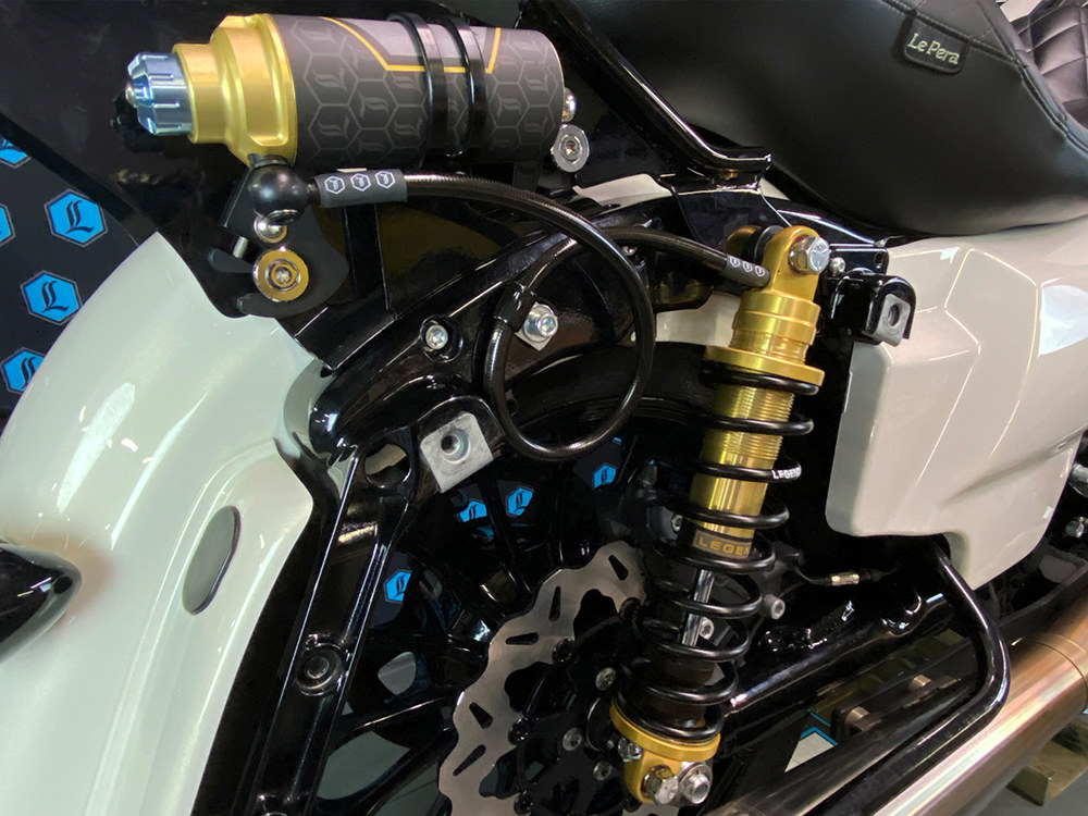 LEGEND SUSPENSION Revo ARC Remote Reservoir Suspension. 13in. Adjustable Rear Shock Absorbers – Gold. Fits Touring 2014up.Note: 14? Revo-ARC is not compatible with 2023/2024 CVO Road Glide, CVO Road Glide ST, and CVO Street Glide